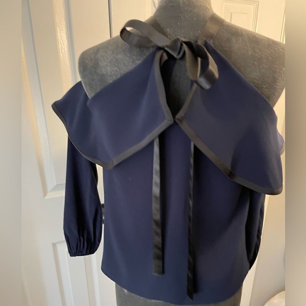Alexis Navy Off-Shoulder Ruffle Blouse - Picture 6 of 7